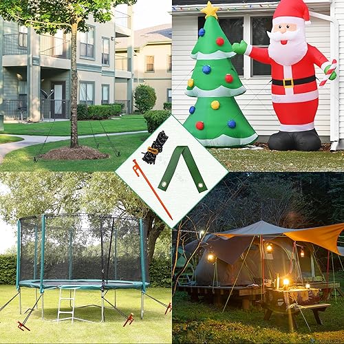 Miniatura 6 de Kit de estaca para árboles, estacas y soportes resistentes para árboles inclinados, estaca de metal para enderezar con 3 estacas para árboles, para