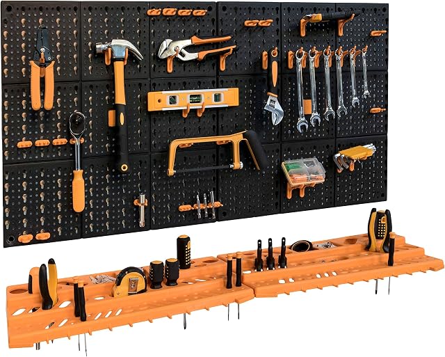 Garage Tool Rack/Organiser - Wall Mounted with 50 Hooks