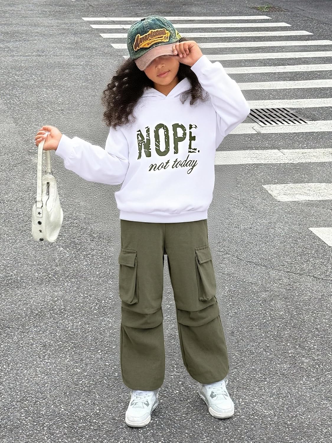 Girls Clothes Little Girl Outfits Letter Print Hooded Sweatshirt Cargo Pants 2PCS Girls Clothing - Image 2