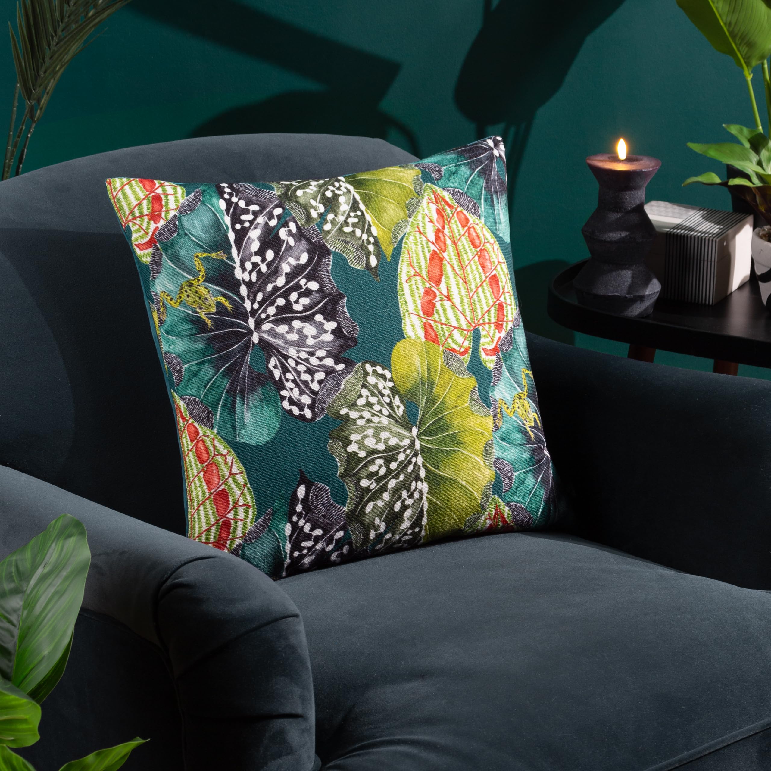 furn. Wylder Tropics Ebons Sakia Feather Filled Cushion - Twin Pack