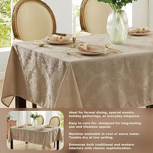 Miniatura 3 de Newbridge, Barcelona - Mantel de tejido damasco, 100% poliéster, no necesita planchado, resistente a la suciedad para cena, fiesta y banquete,