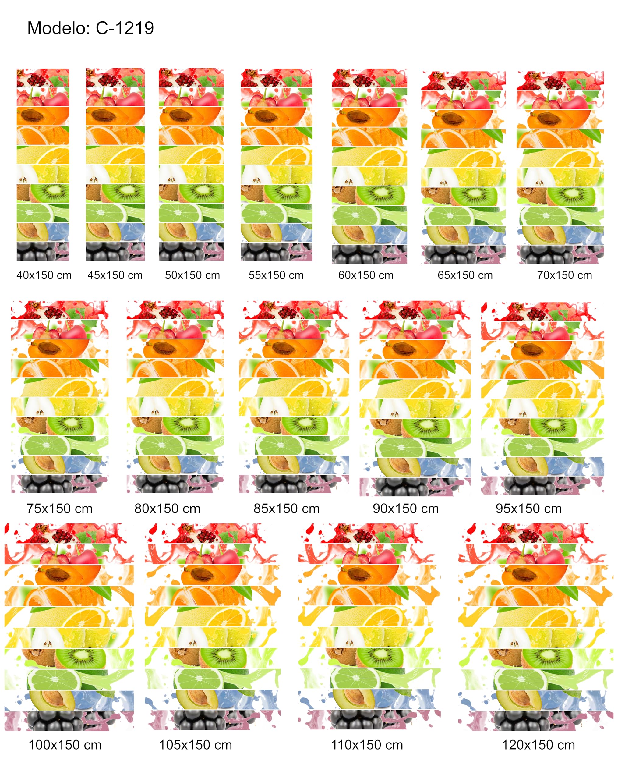 Estoralis | Cuisine | Store Enrouleur | sans Outil Tissu translucide imprimé | C-1219 | 85 x 150 cm. (Largeur/Hauteur) Taille du Tissu 82 x 150 cm. | Stores pour fenêtres et Portes