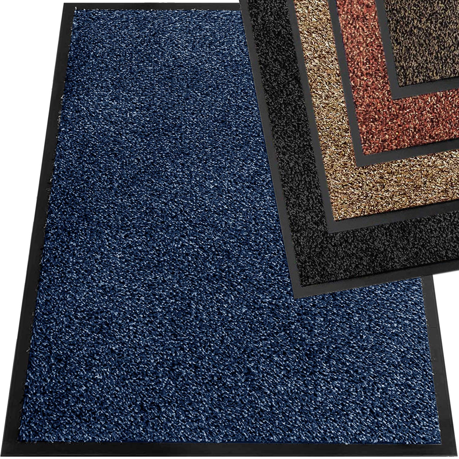 TrendMakers Heavy Duty Dirt Trapper Door Mats | Soft Cotton Barrier Mats Non-Slip Dirt Catcher | Home, Office, Kitchen, Carpets - 15 Sizes - - 50cm x 80cm (Blue Cotton Fibers) — image 1