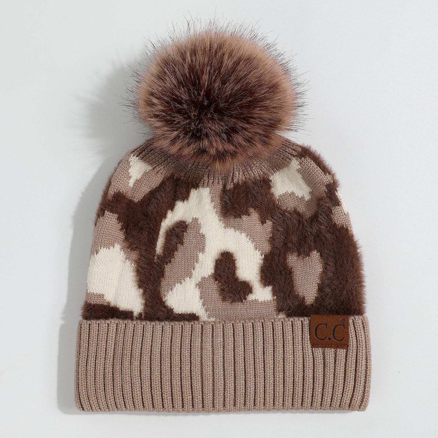 C.C Exclusives Plush Yarn Pom Beanie hat with Daisy Pattern (HAT-2093)(HAT-3001)(HAT-4005)(HAT-4009)(HAT-4023)