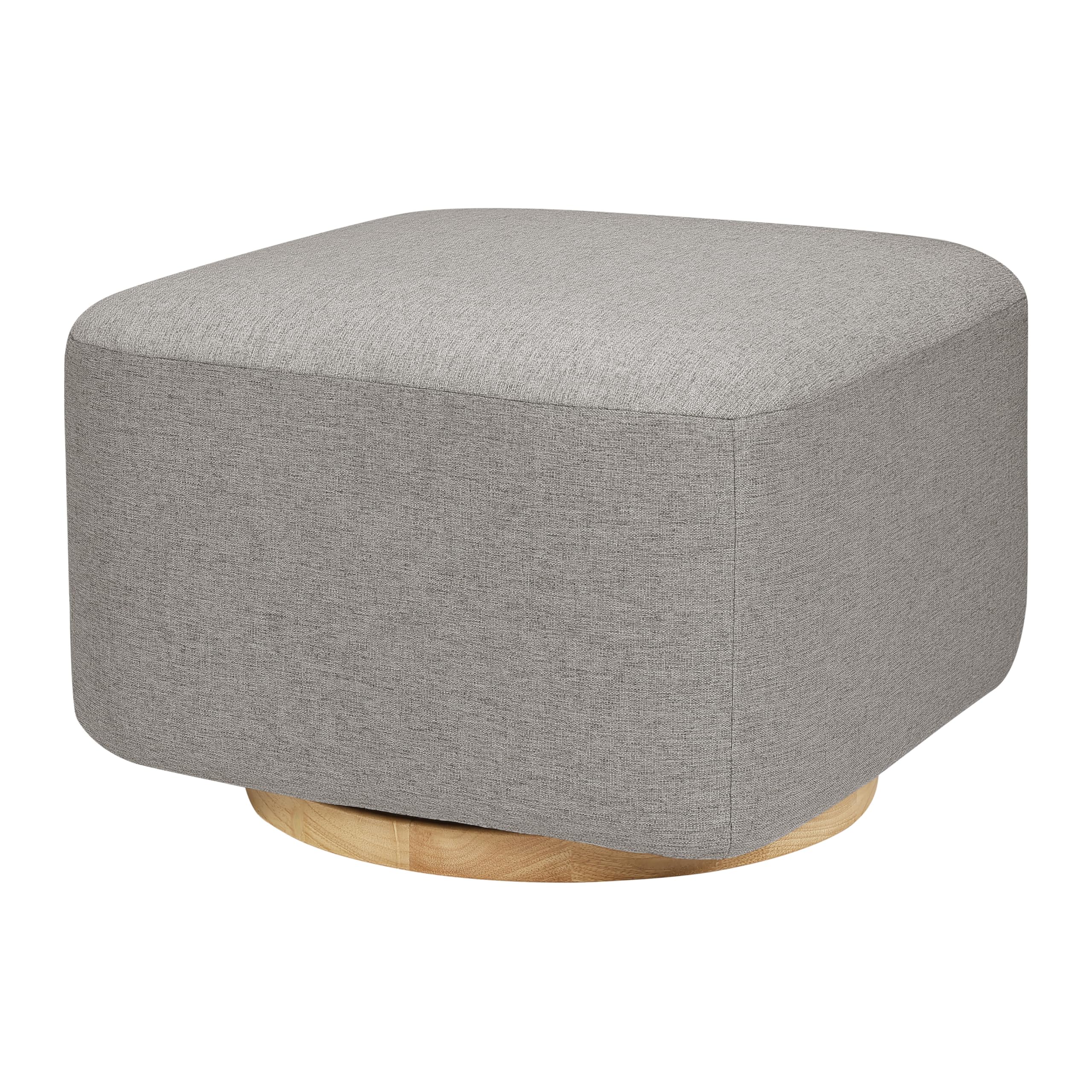 Babyletto Kiwi Gliding Ottoman in Performance Grey Eco-Weave with Light Wood Base, Water Repellent & Stain Resistant, Greenguard Gold and CertiPUR-US