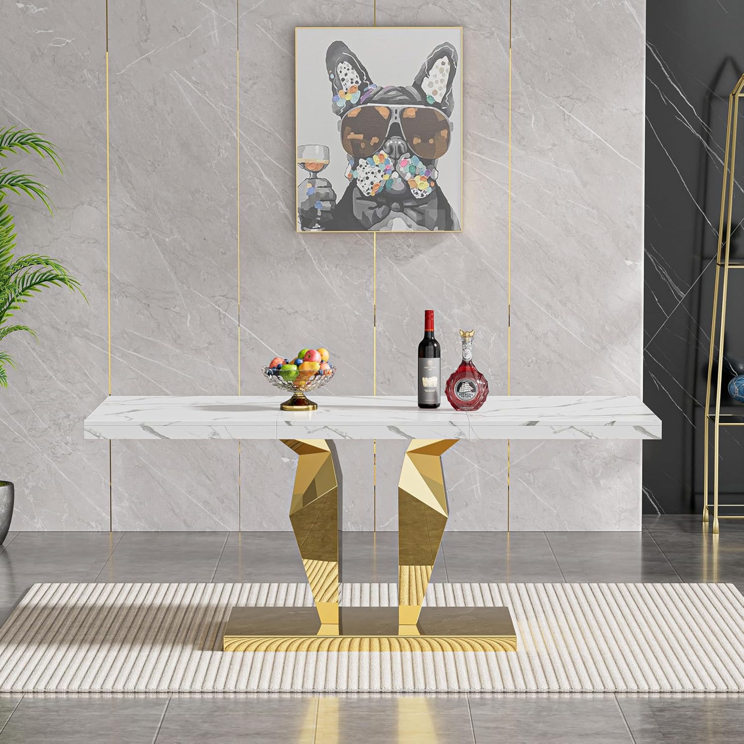 Amazon.com - HomVent Rectangular Faux Marble Dining Table with ...