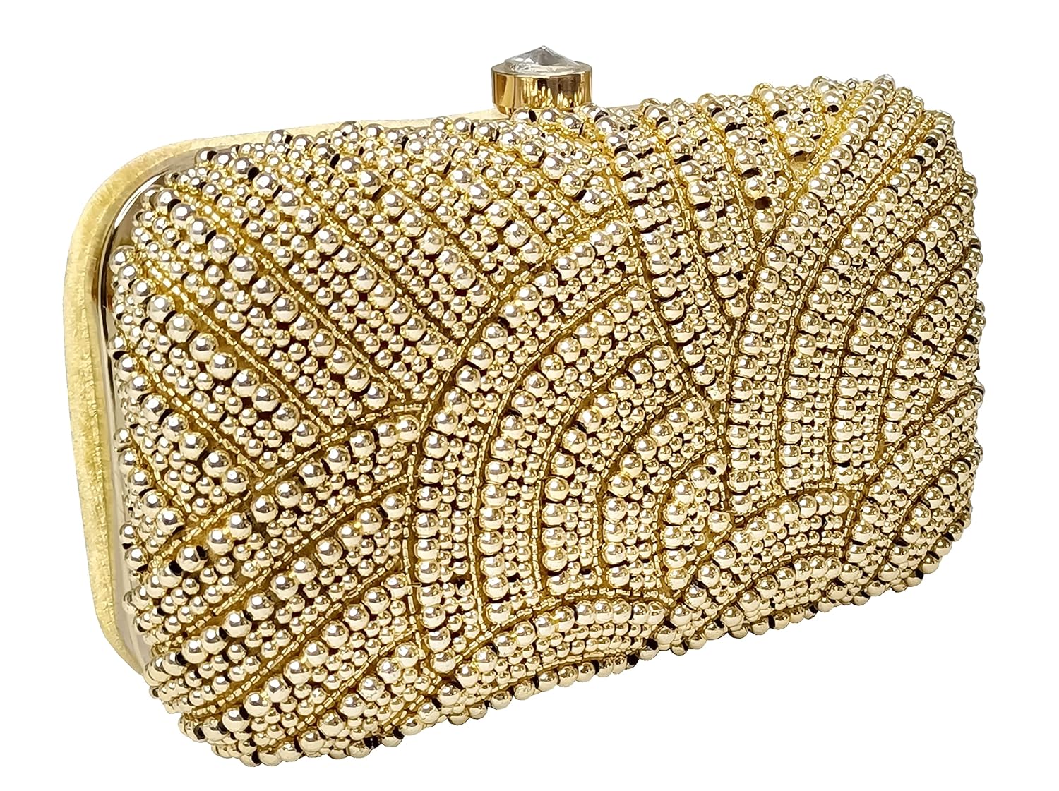 DUCHESS Women’s Velvet Pearl Box Clutch with Detachable Chain Sling Strap – Hand Clutch Wallet Purse for Wedding Party, Casual (7 x2x 4 inches)