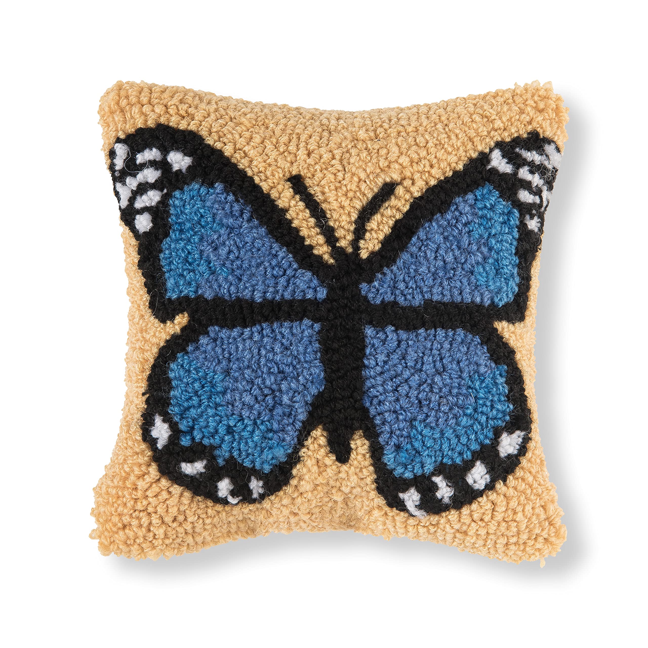 C&F Home Blue Butterfly Hooked 8 x 8 Inch Throw Pillow Decorative Accent Covers for Couch and Bed 8 x 8 Yellow