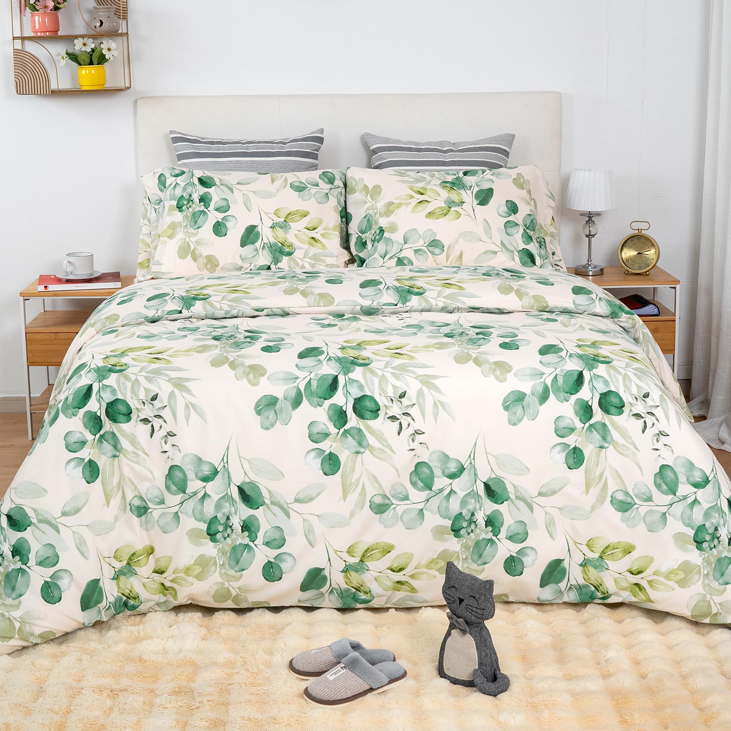 Etrexonline Juego de Funda Nórdica 4 Piezas Cama 150 Microfibra Suave Transpirable - 1 Funda Edredón 220x240 cm, 1 Bajera 150x200+30 cm y 2 Fundas de Almohada 50x75 cm (Pluma Azul) — view 16