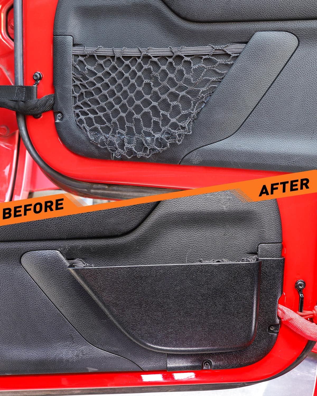 Savadicar DP5 Front Door Storage Pockets Without Cup Holder, Door Side Insert Box Organizer for 2011-2018 Jeep Wrangler JK JKU 2/4 Door, Interior Expansion Accessories, Black, 2 PCS