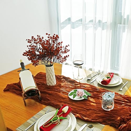 Miniatura 3 de Mandy's 6 paquetes de flores de color naranja quemado de seda para el aliento del bebé, flores artificiales de otoño, ramo de gypsophila de 19.7