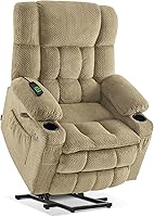 Vista 35 de MCombo Silla reclinable eléctrica de doble motor para personas mayores, silla elevadora plana con calor y masaje, silla elevadora pequeña, Beige