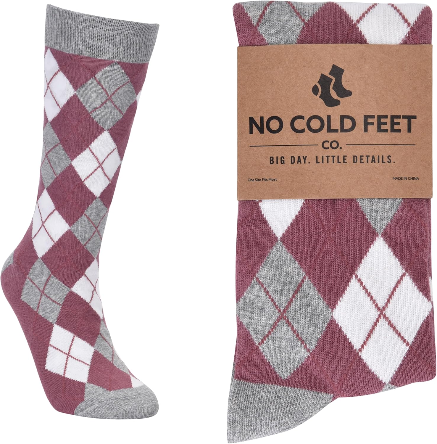 No Cold Feet Men’s Pink Dress Socks – Classic Soft Crew Dress Socks, All-Day Comfort for Work, Business or Weddings