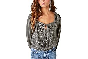 Lucky Brand Women's Beaded Peasant Top: Embracing a Casual Yet Classy Style for Every Curve