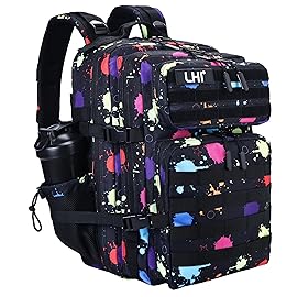LHI Military Tactical Backpack for Men and Women 45L Army 3 Days Assault Pack Bag Large Rucksack with Molle System - Fluorescent Tie Dye