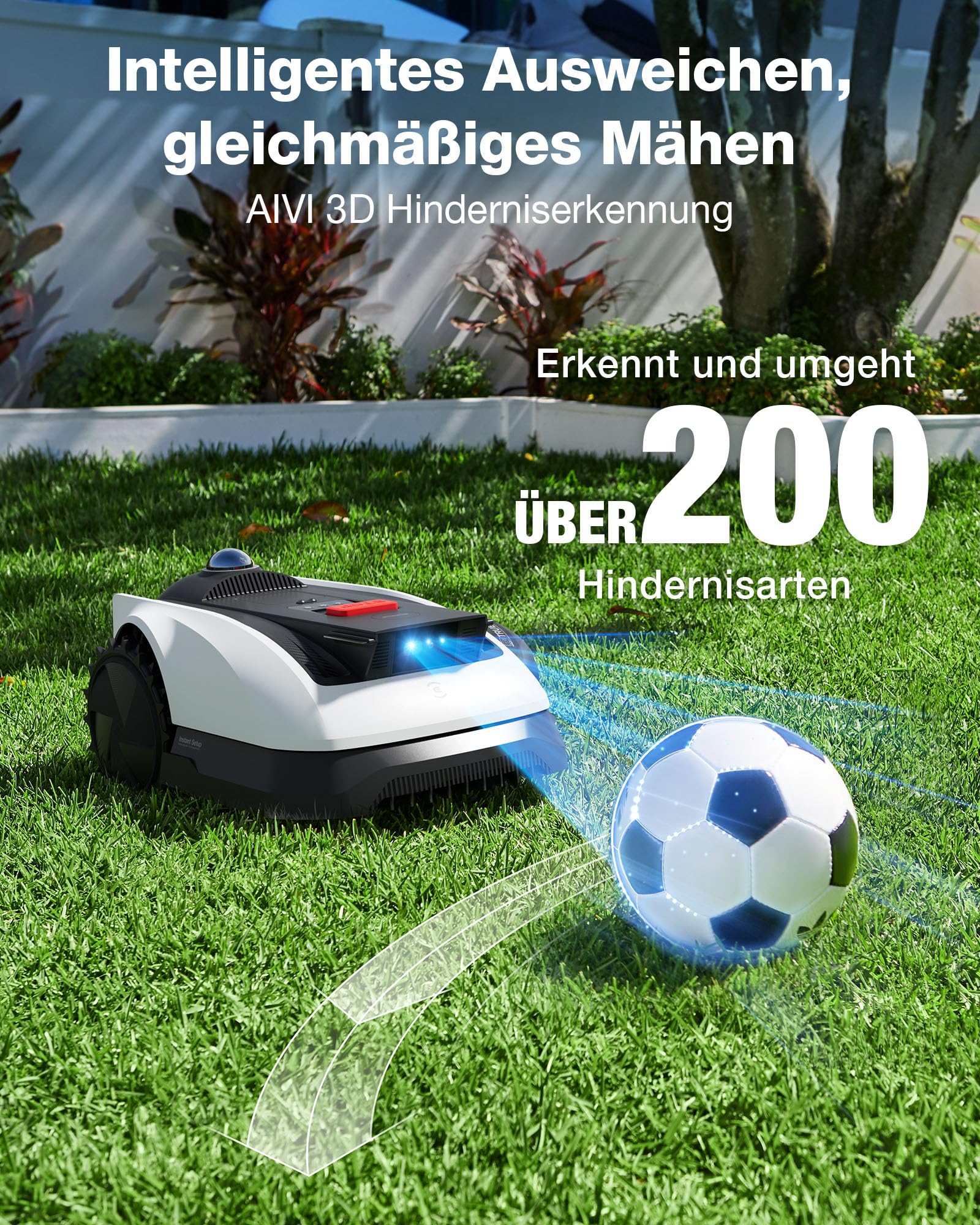 ECOVACS Goat O1200 Mähroboter ohne Begrenzungskabel, 1200 m², 360° Dual-LiDAR-Navigation, Automatische Kartierung, KI-3D-Hindernisvermeidung, Präzises Kantentrimmen (O1200 LiDAR PRO Care Kit)