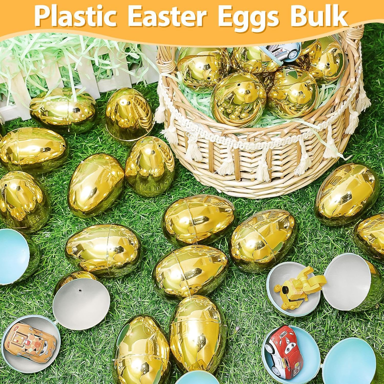 36 Pack 3.15" Large Golden Easter Eggs Empty, Shiny Metallic Plastic Easter Eggs Fillable Surprise Gold Eggs for Easter Basket Stuffers Fillers Easter eggs Hunt Party Favor Classroom Prizes Supplies - Image 4
