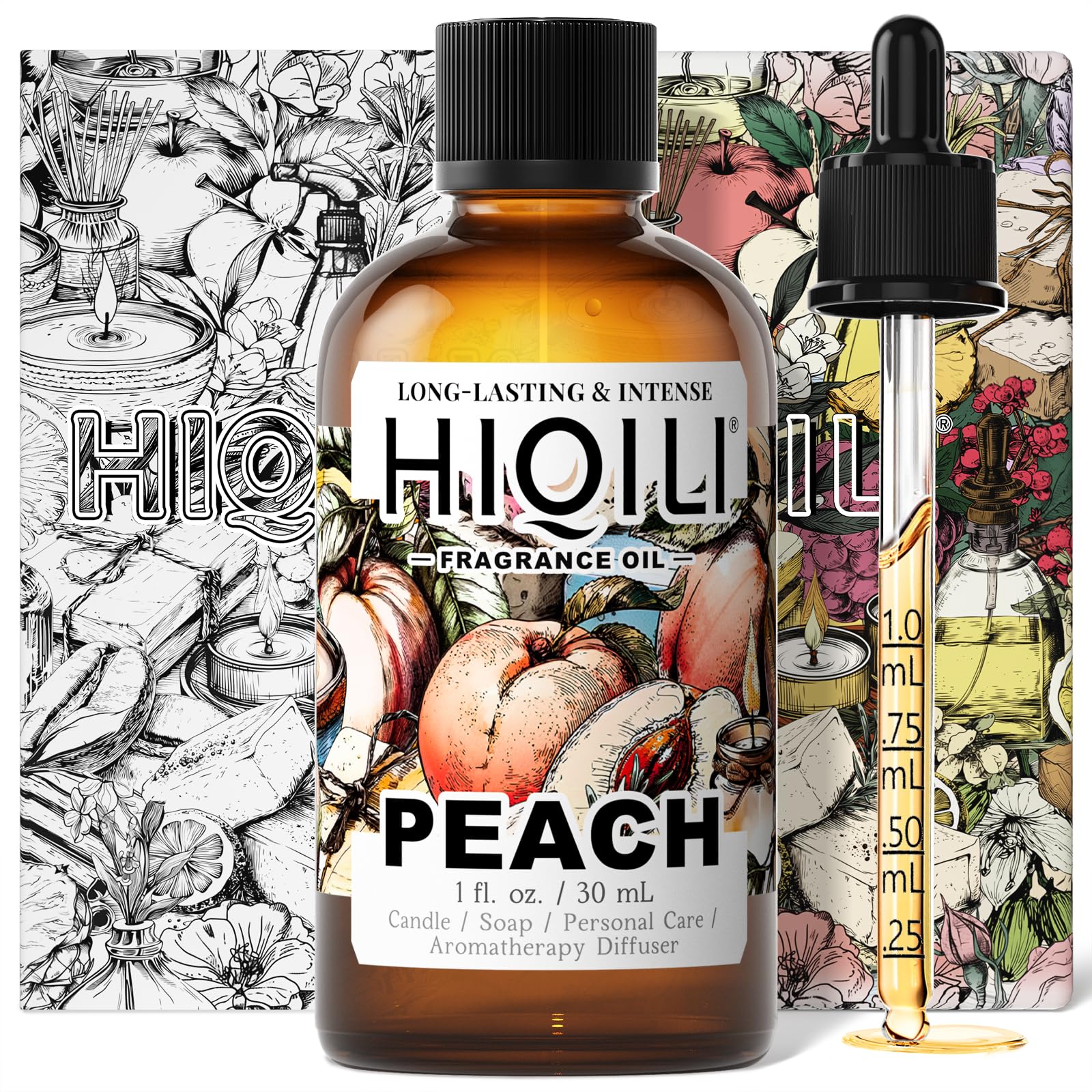 HIQILI Peach Fragrance Oil for Home Diffuser, Body Spray - 1 Fl Oz