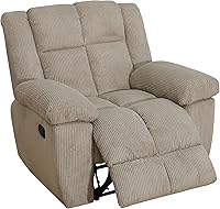 Vista 9 de Juego de sofá reclinable de pana, sofá reclinable manual con portavasos/mesa auxiliar, cómodos sofás reclinables de tela, juegos de muebles de sala