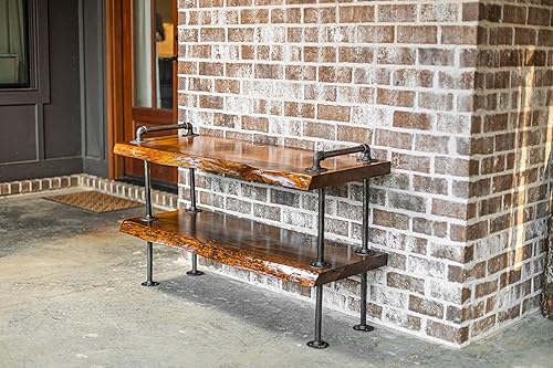 Miniatura 4 de Handcrafted SRLWerks - Soporte industrial de tubería y madera para TV - Mesa consola de TV - Soporte de TV industrial para sala de estar - Mesa de