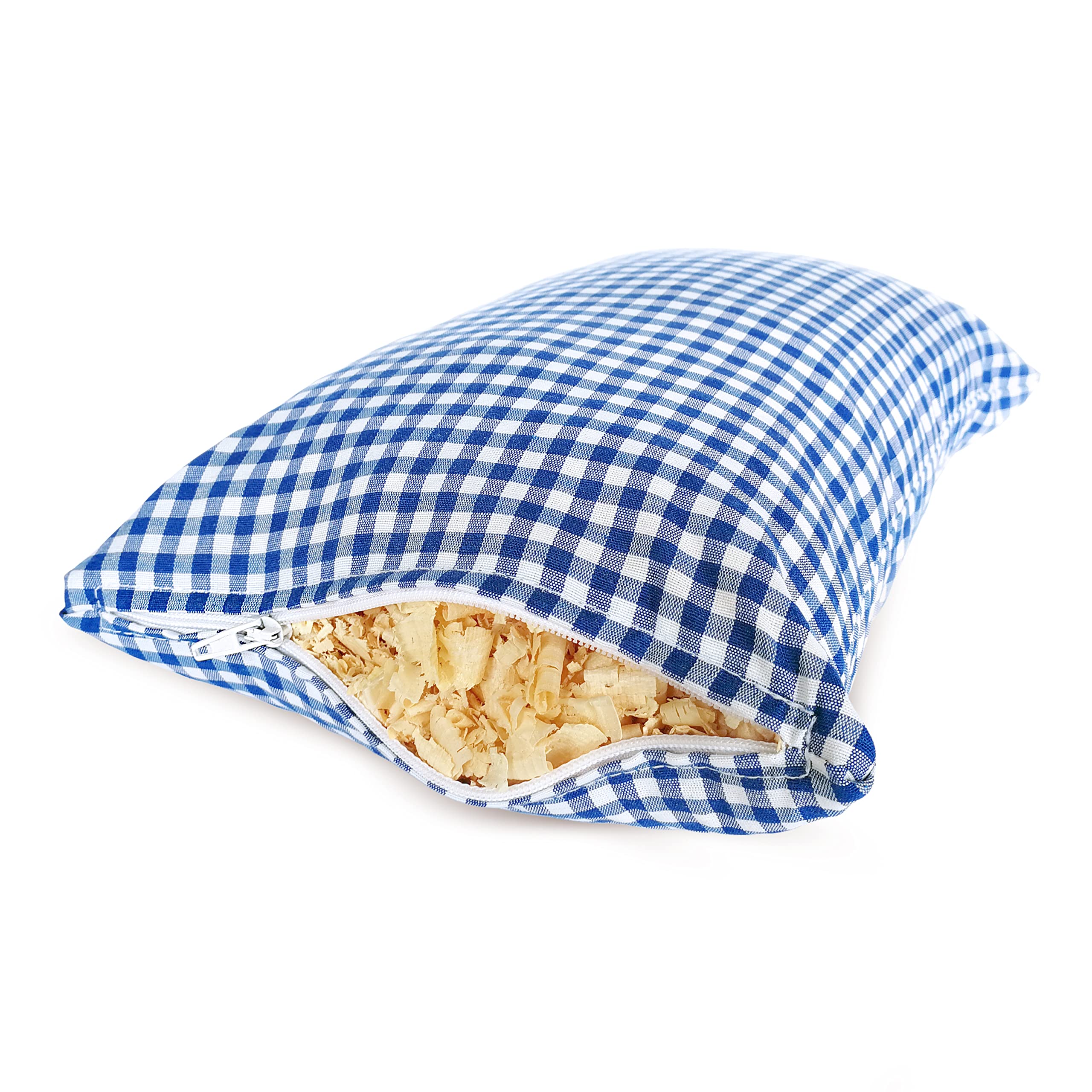 Zirben Familie - Conocido en el comercio especializado y la hostelería • Cojín de pino a cuadros azules • Cojín decorativo suave y aromático de 30 x 20 cm • Cojín decorativo relleno