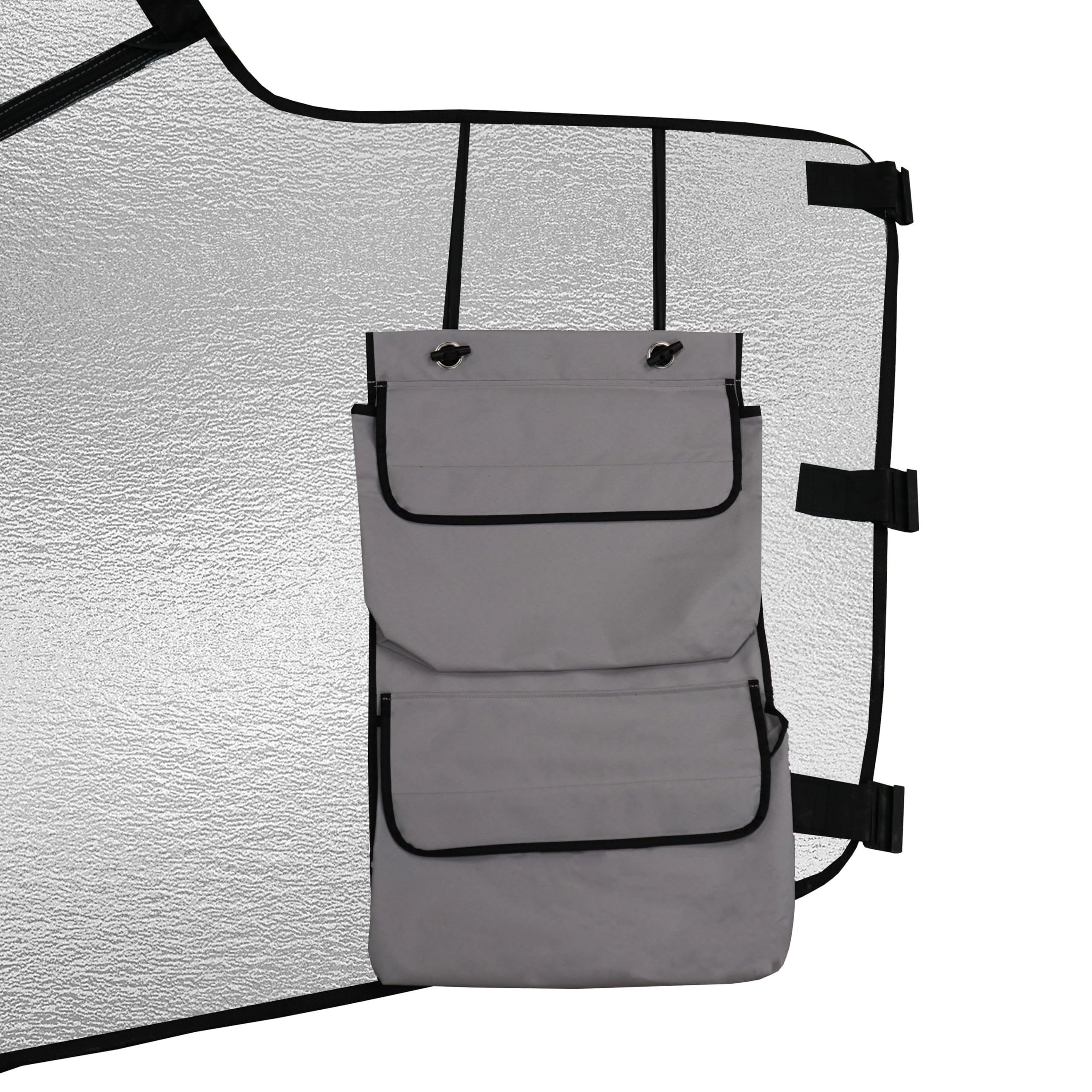CUBIERTA PARABRISAS Autocaravana Protección Térmica Externa | IMPERMEABLE Y AISLANTE | Ventana c/cremallera | Bolsillos Almacenamiento | Bolsa de Transporte | Compatible c/variedad de autocaravanas