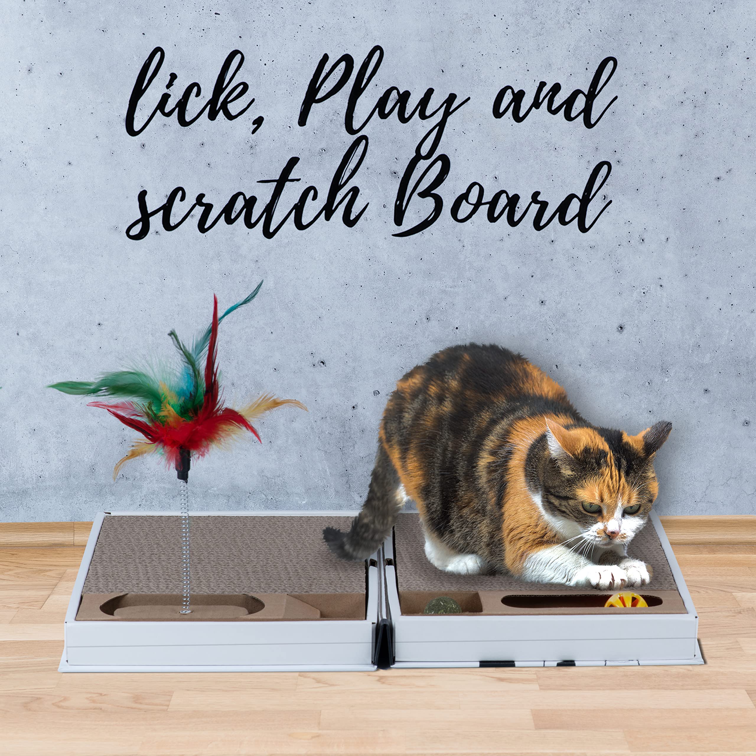 Almohadilla rascadora para gatos todo en uno y área de juego, plegable y fácil de almacenar cartón en forma de libro con 2 piezas reversibles y reemplazables, almohadilla densa para rascar