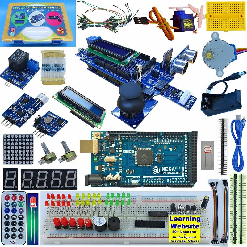 Mega 2560 Starter Kit, Compatible with Arduino, Electronics Learning Kit, the Most Detailed Explained 50+ Lessons, Plus 40+ Background Knowledge Articles (Ultimate Kit)