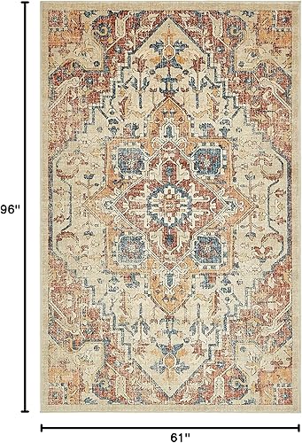 Miniatura 2 de Unique Loom Oslo Collection - Alfombra envejecida con medallón botánico beige (5 x 8 pies)