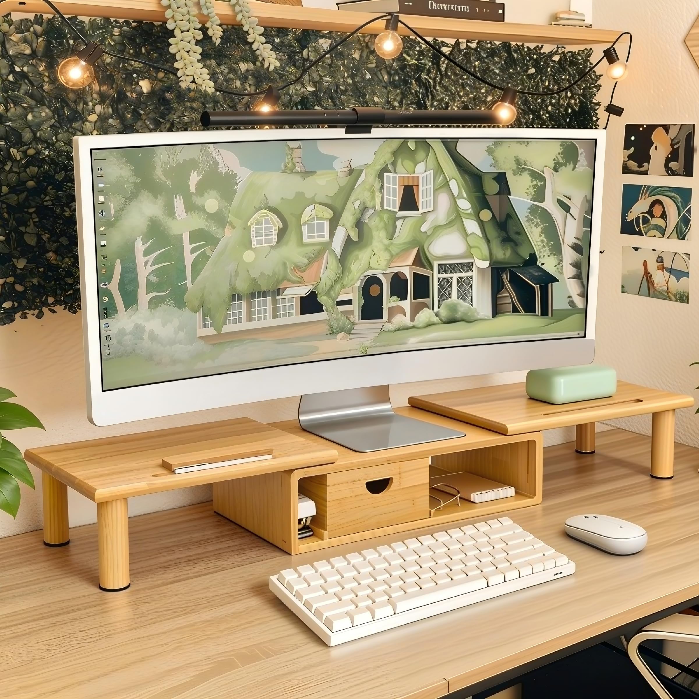 Bamboo Dual Monitor Stand Riser Gallery Image