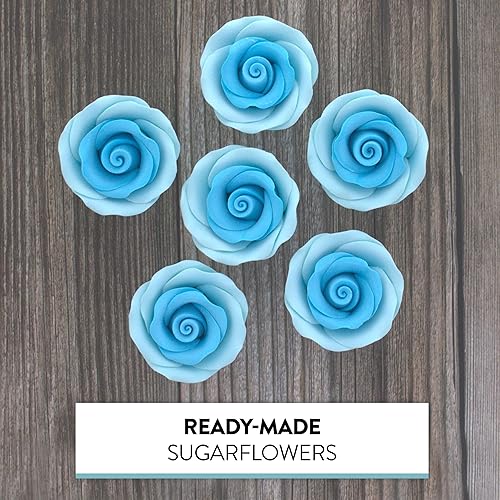 Miniatura 8 de Global Sugar Art Rosas comestibles premium, azul claro, sin alambre, medianas de 1.5 pulgadas, 12 unidades por Chef Alan Tetreault