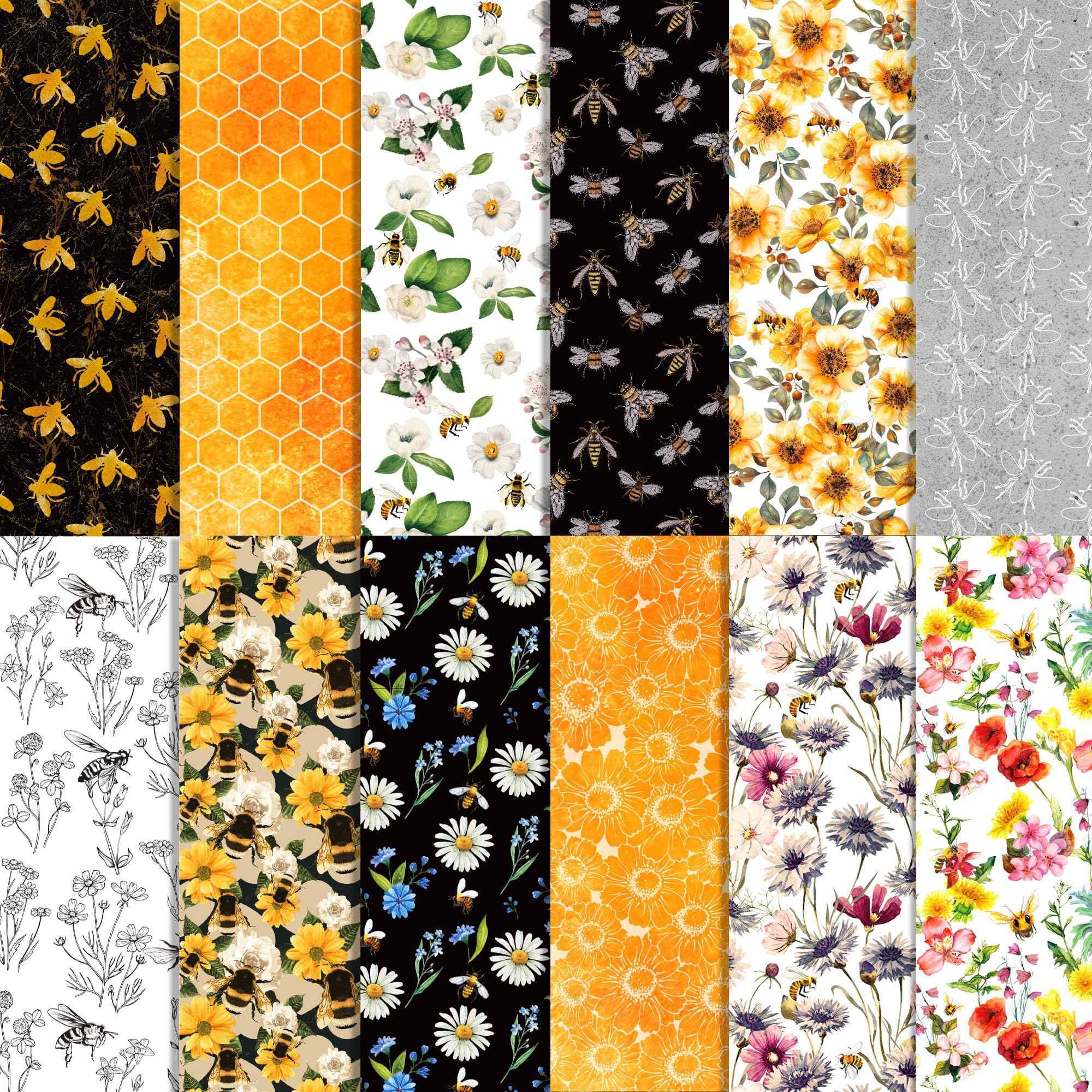 Amazon.com : JOINFANXIN Sunflower Scrapbook Paper Pad, 24 Pcs Bee ...