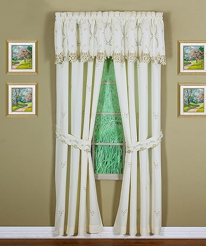 Vista 98 de Today's Curtain Verona - Persiana bordada inversa, 63 pulgadas, color crudo/antiguo