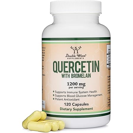 Quercetin with Bromelain - 120 Count (1,200mg Servings) Immune Health Capsules - Aids in Supporting Healthy Immune Functions in Men and Women (Vegan Safe, Made in USA) by Double Wood Supplements