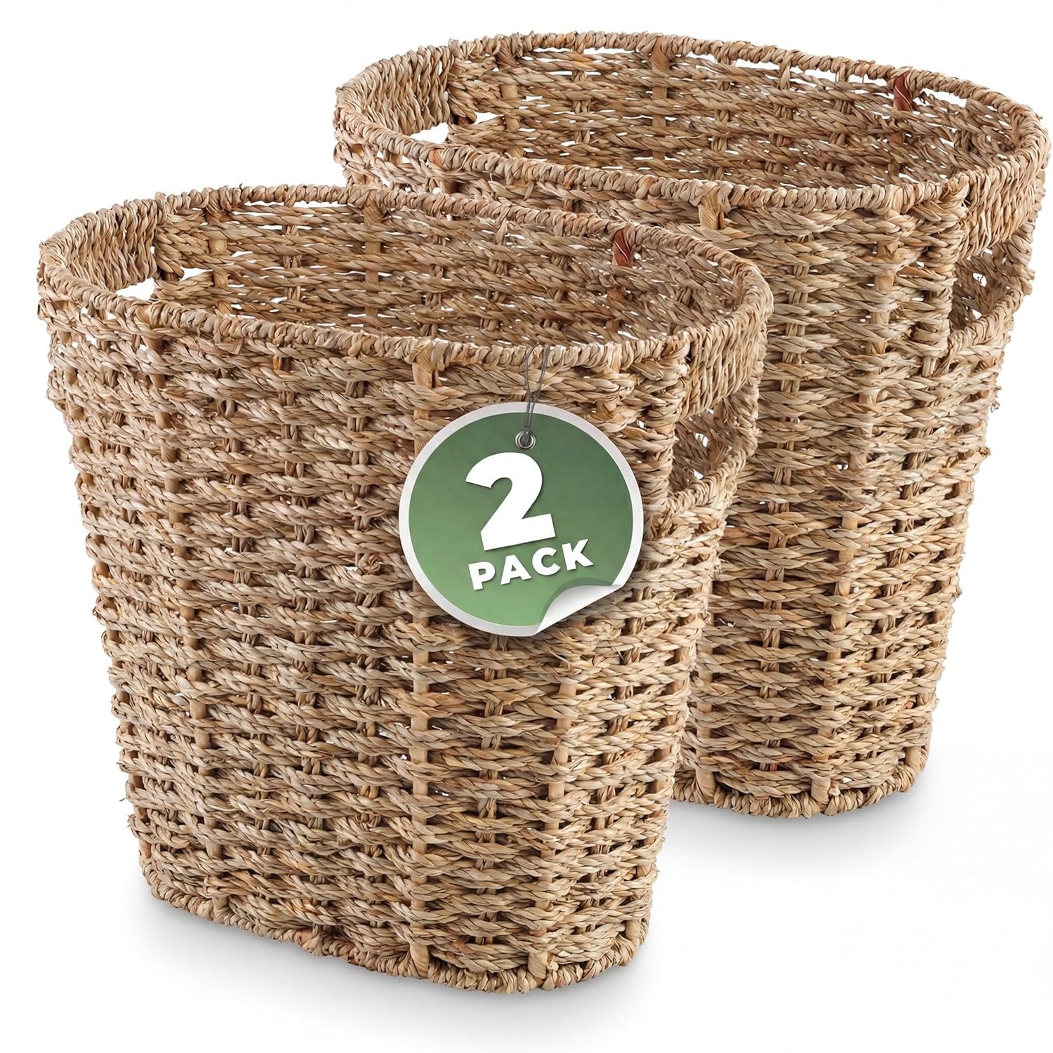 84ECO 2-Pack Oval Seagrass Garbage Can for Bathrooms