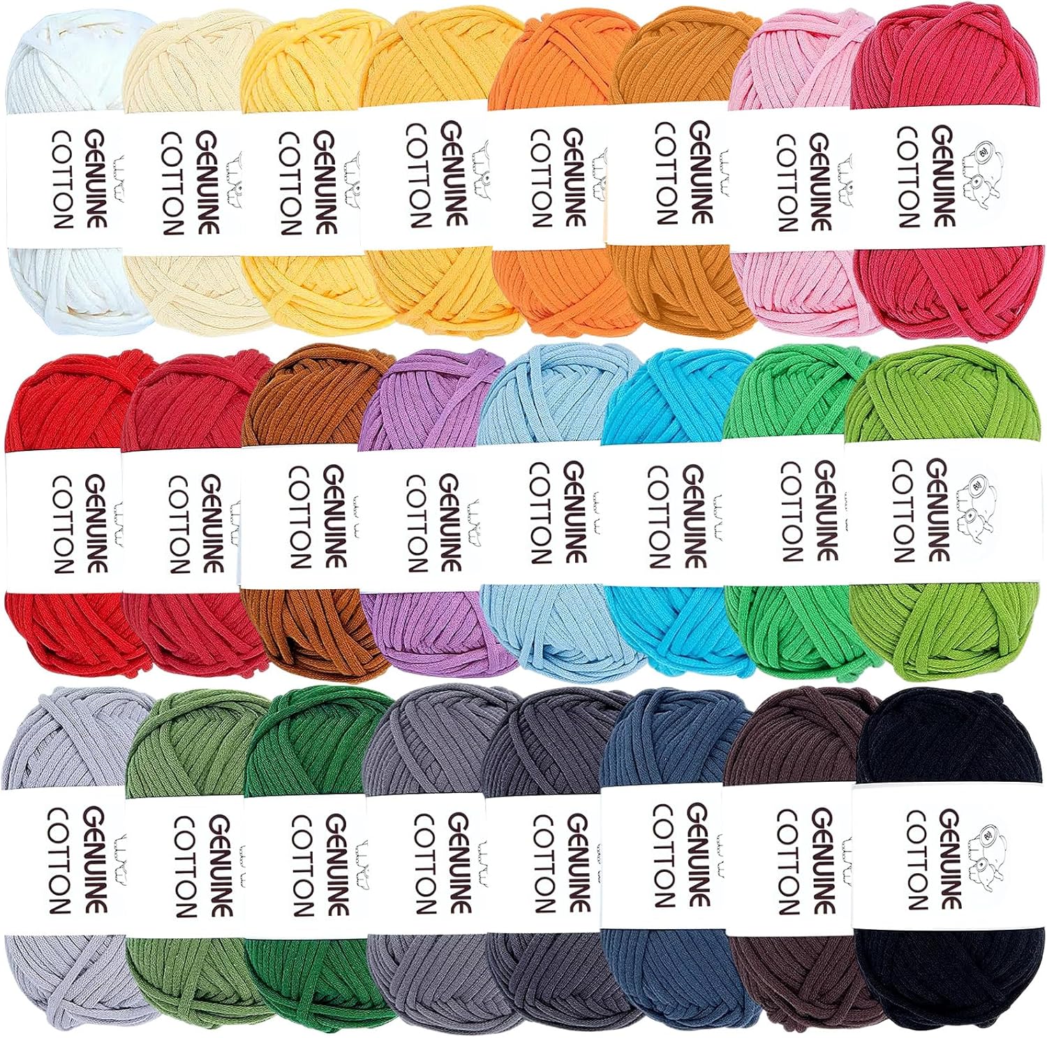 Timgle 32 Pcs Crochet Yarn for Beginners 2100 Yards Cotton for Crocheting and Knitting Soft 24x50g in Total Cotton Nylon Blend Easy Yarn for Knitting Crochet Crafts Project (32 Colors)
