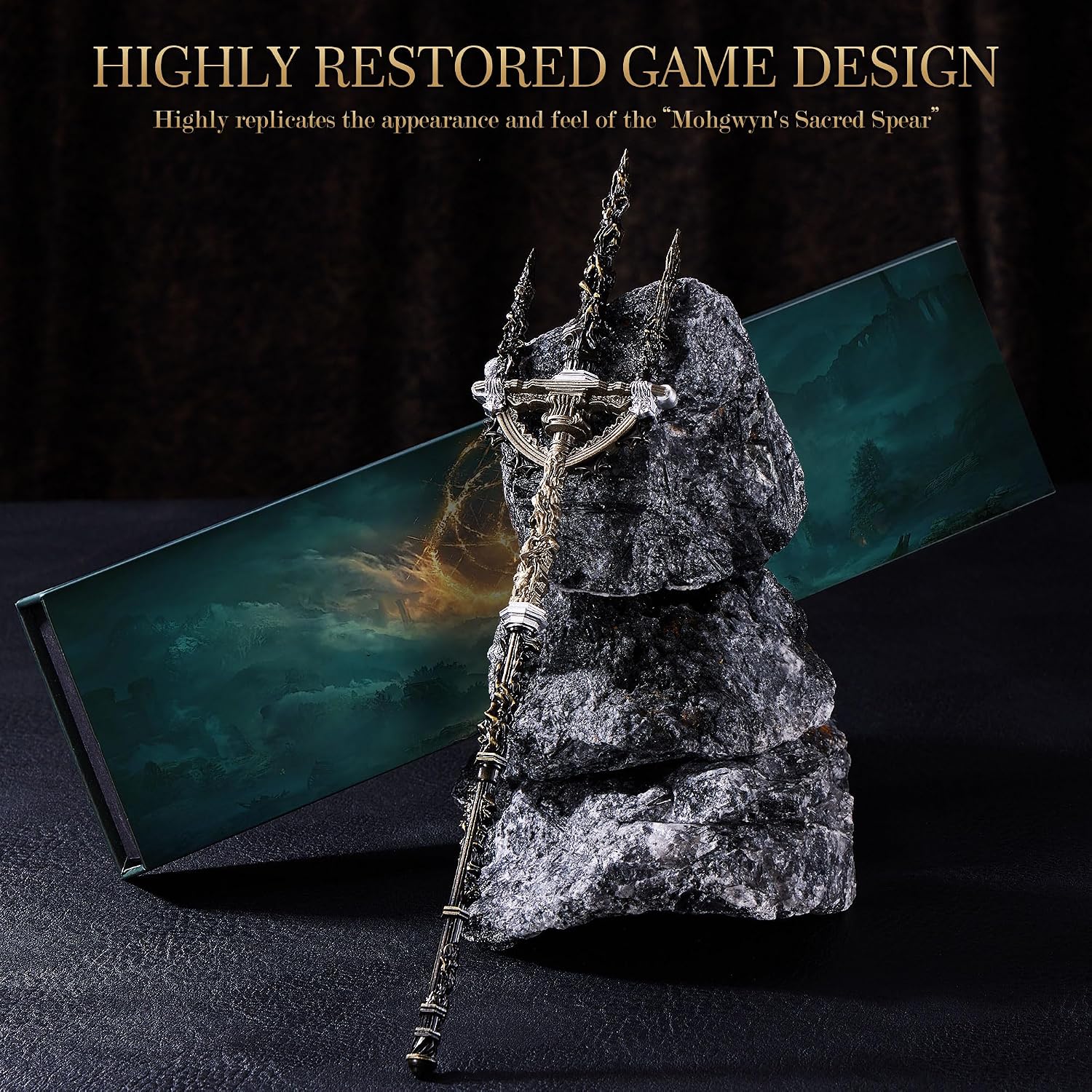 Elden Rings Mohgwyn's Sacred Spear,11.8 Inch Metal Craft Equal Scale Reduced Model, Best Choice of Collection Lovers, Exquisite Ornament for Computer Desk, Good Gift for Him/Her