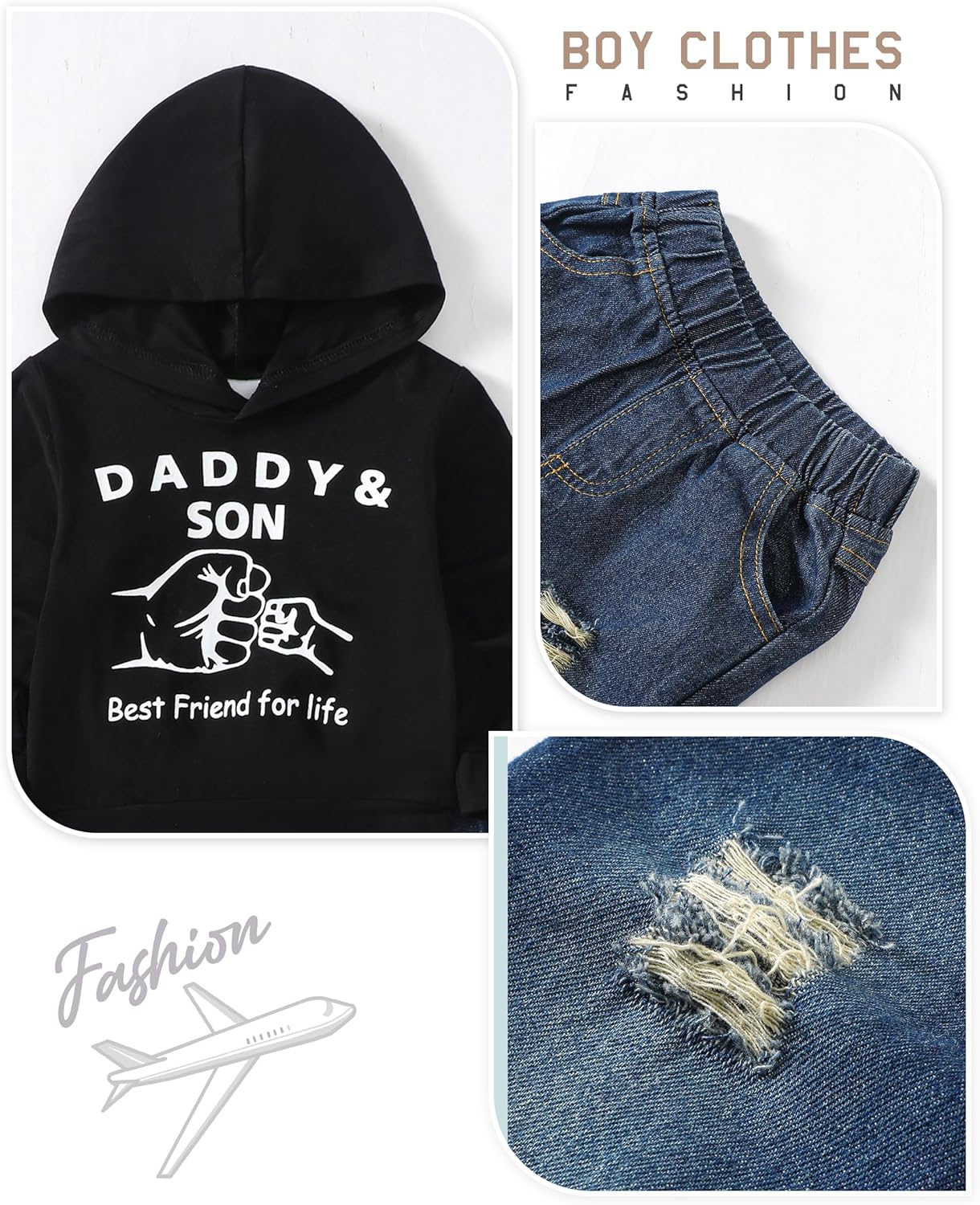 Renotemy Toddler Baby Boy Clothes Denim Outfits Infant Hooded Sweatshirt Jeans Pants Little Boys Clothing - Image 5