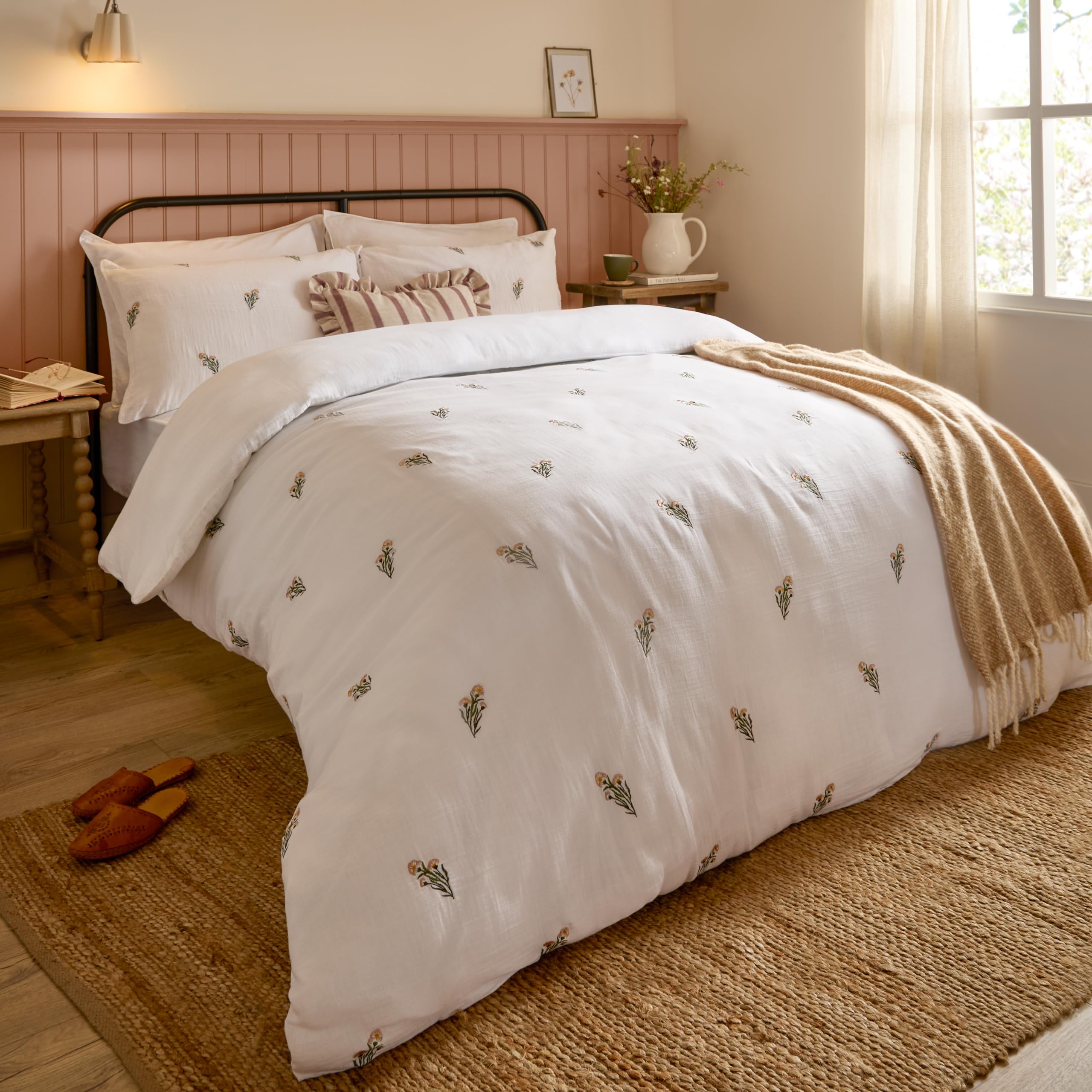Wylder - Double Duvet Cover Set - Cotton Muslin - White