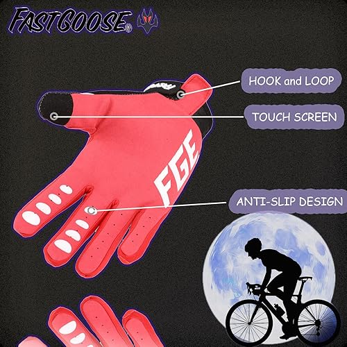 Miniatura 3 de FASTGOOSE Guantes de ciclismo unisex MTB ATV BMX MX, transpirables, ligeros, antideslizantes, con dedo completo y pantalla táctil para bicicleta de