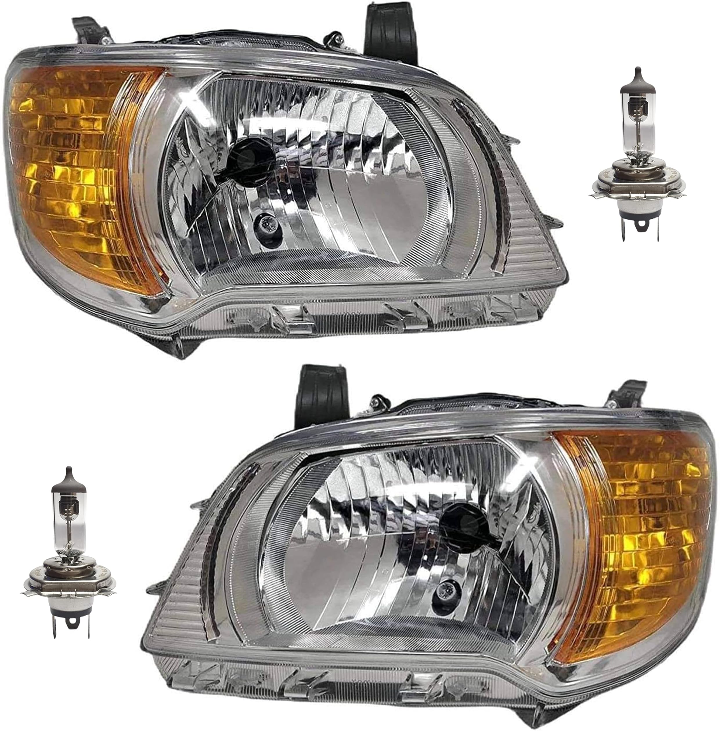 K D Headlight assembly for Maruti Suzuki Alto K10 With Bulb (Right & Left Side) 2010-2014 Pair ( WITHOUT ADJUSTABLE MOTOR)