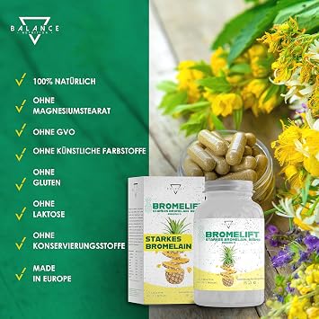BROMELIFT Bromelain 2500 GDU/g (Detox Drainage Diet Included) - 120 Tablets Bromelain High Dose 5000 FIP High Dose Bromelain Capsules Detox Treatment with Fennel Green Tea Vegan