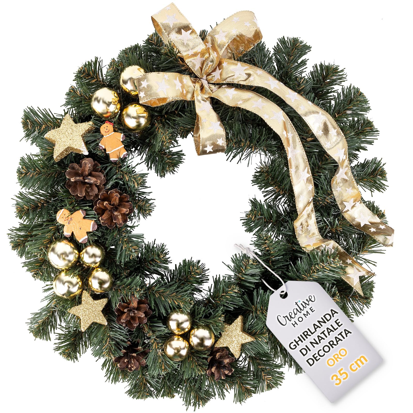 Creative Home Ghirlanda Natalizia Artificiale Oro Ø 35 cm