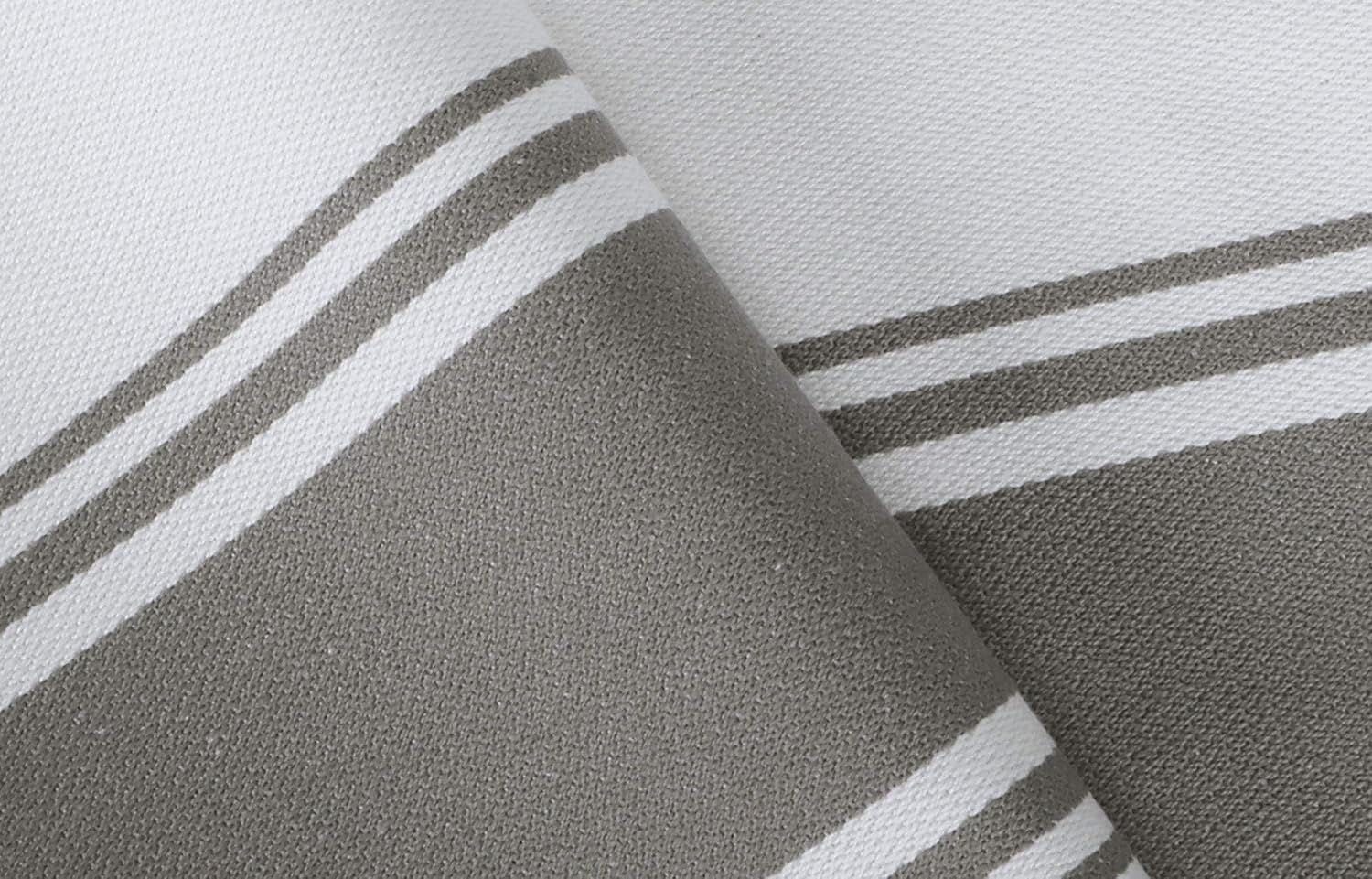 AMOUR INFINI Kitchen Towels 100% Cotton Pack of 4, Highly Absorbent Quick Drying Premium Striped Dish Towel for Kitchen with Hanging Loop Hand & Tea Towels (L.Grey)