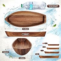 Vista 3 de Bandeja para servir Barco de la Suerte, plato de madera maciza de acacia con forma interesante para servir postres, frutas, aperitivos y ornamento