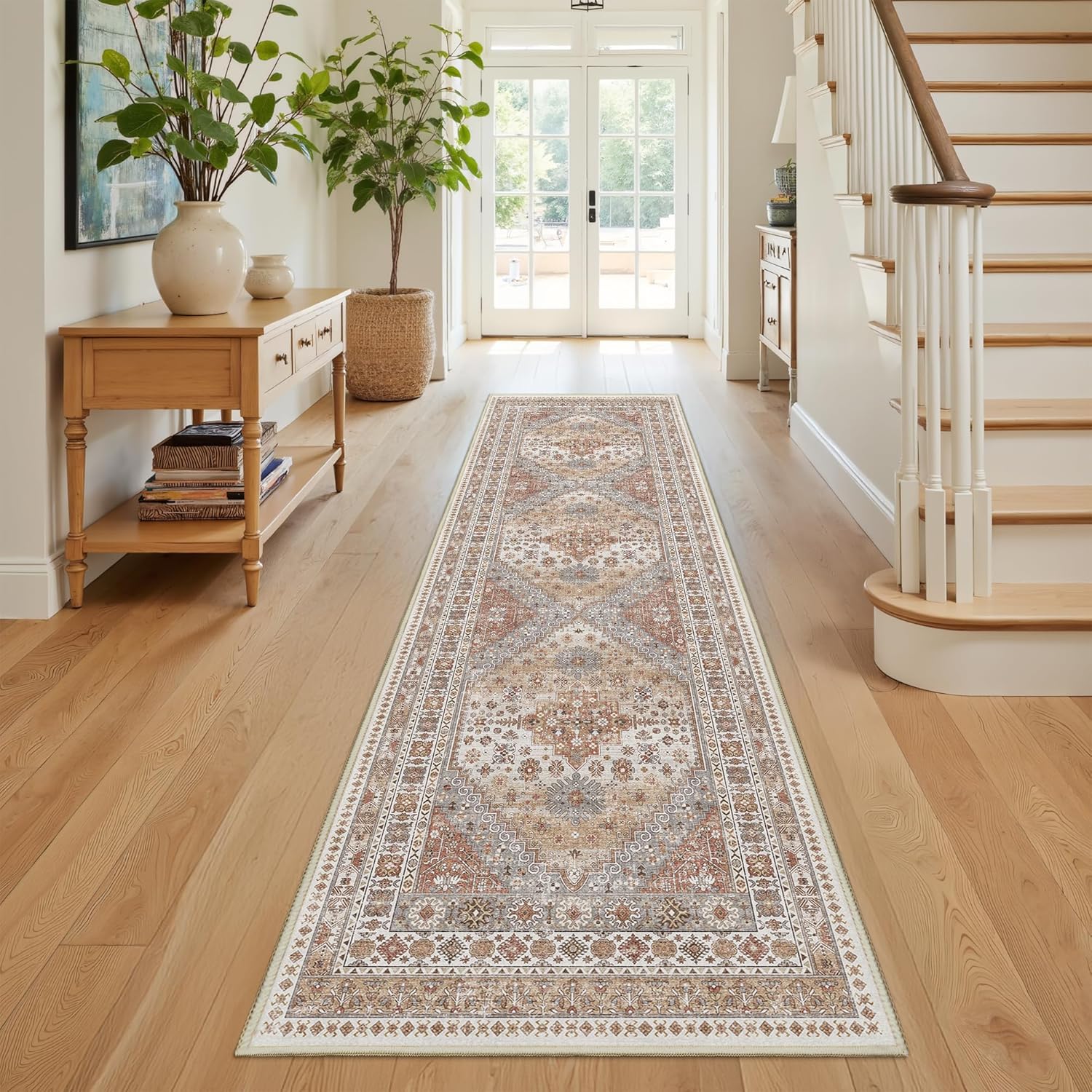 Kitchen Runner Rug Non Slip Washable 2.5x8, Soft Low Pile Entryway Rug Runners for Hallways,Carpet Runner for Living Room,Kitchen, Laundry, Bathroom(Orange,2.5'x8') - Image 3