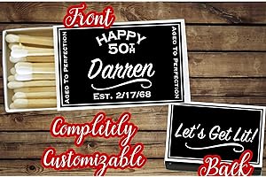 Set of 16 Personalized Wood Matches: Elegant Cigar and Candle Matches