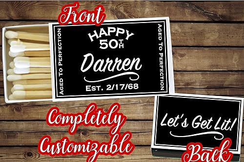 Set of 16 Personalized Matches, Matchbox Birthday Favors, Cigar Matches,