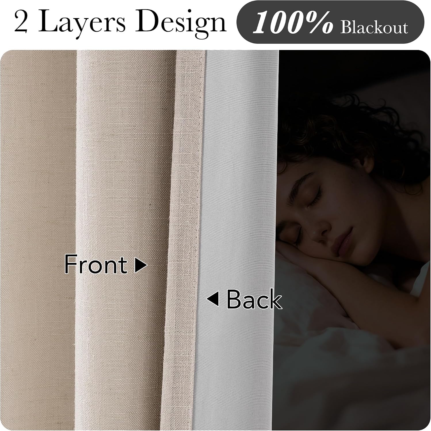 NICETOWN PRO 100% Blackout Taupe Curtains for Bedroom, Pinch Pleated Room Darkening Window Treatments Thermal Insulated Linen Blend Drapes for Living Room/Bedroom, 2 Panels, W40 x L108