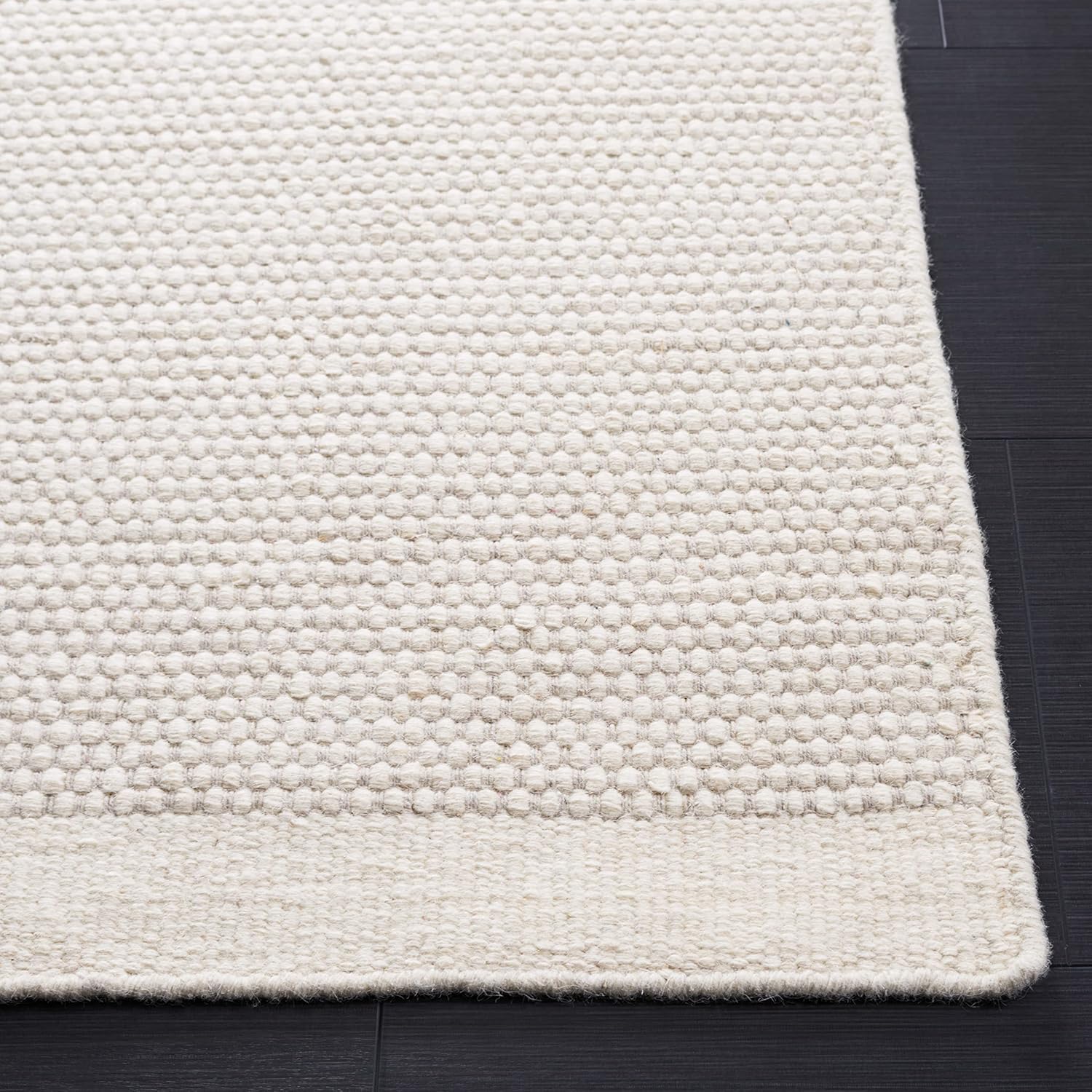 Ivory Hand-Knotted Wool 6' x 9' Rectangular Area Rug